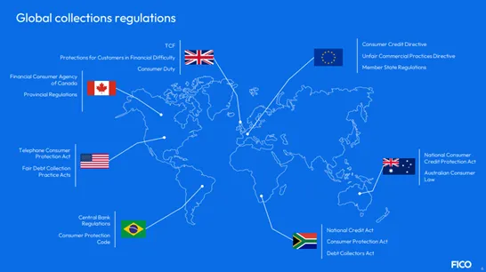 Map of global collections regulations