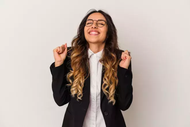 woman looking excited