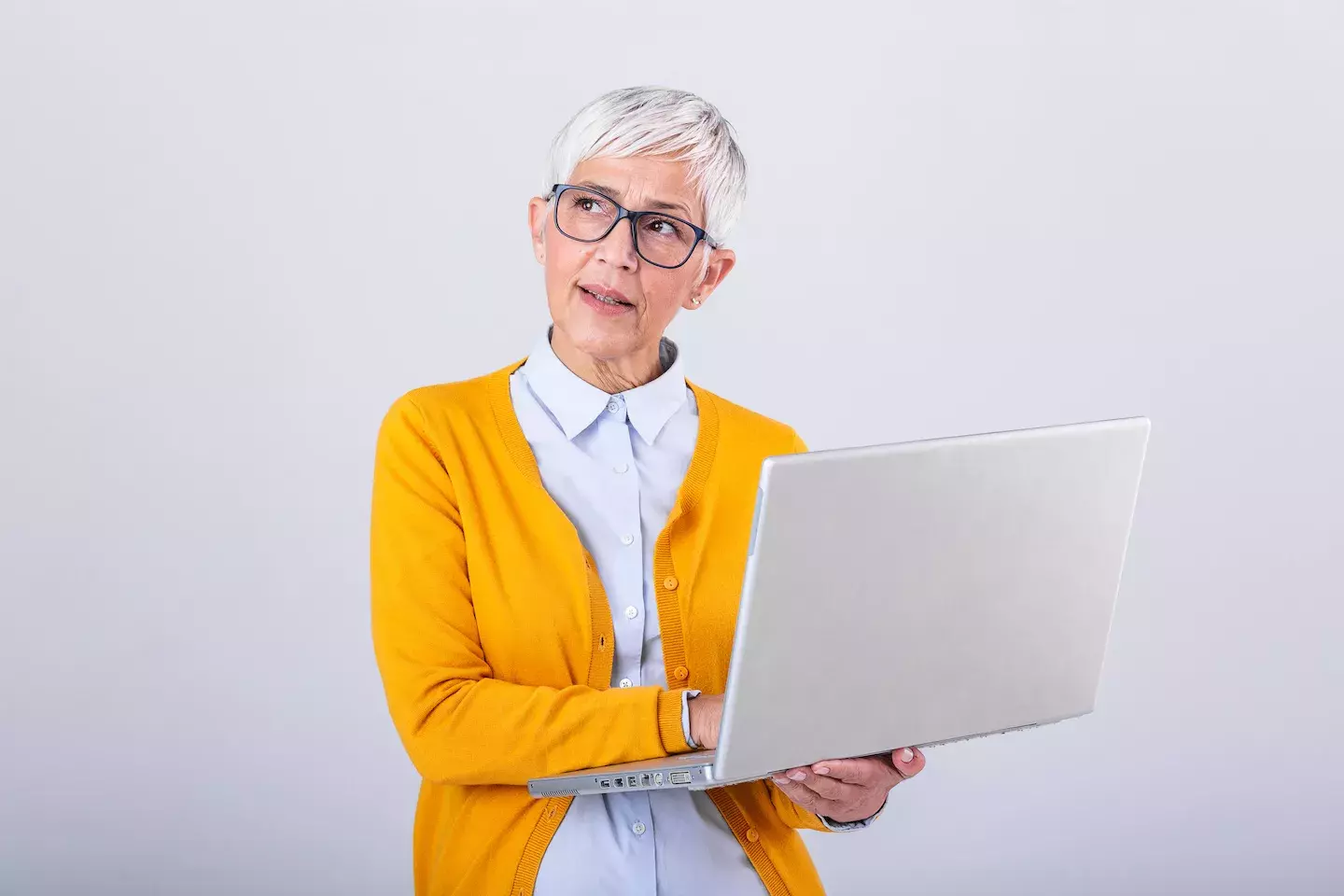 concerned person on laptop