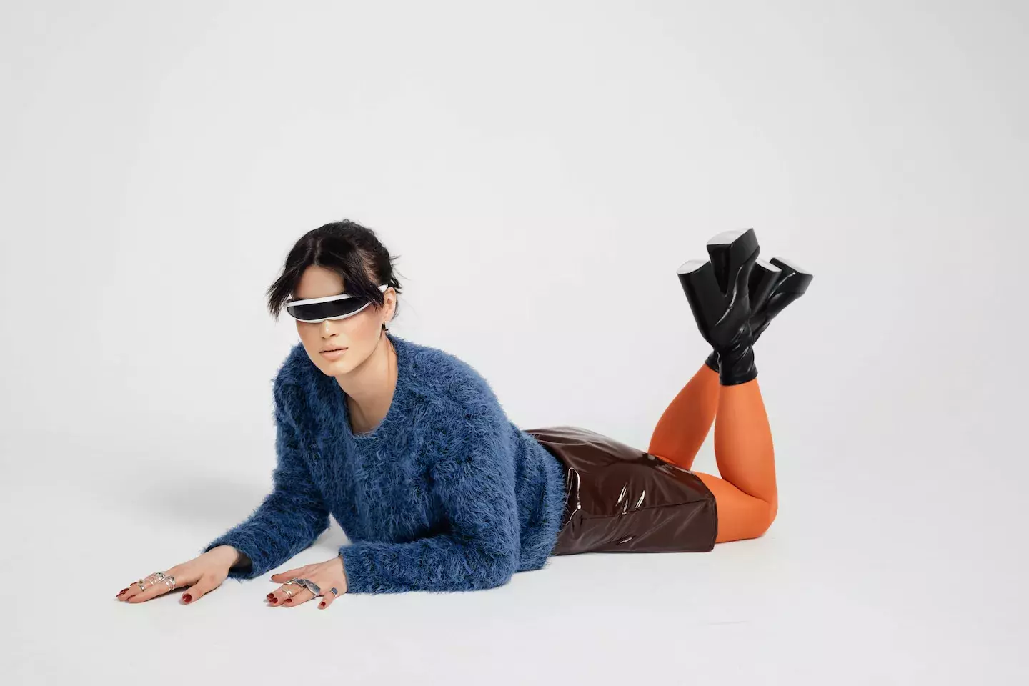 person wearing futuristic glasses