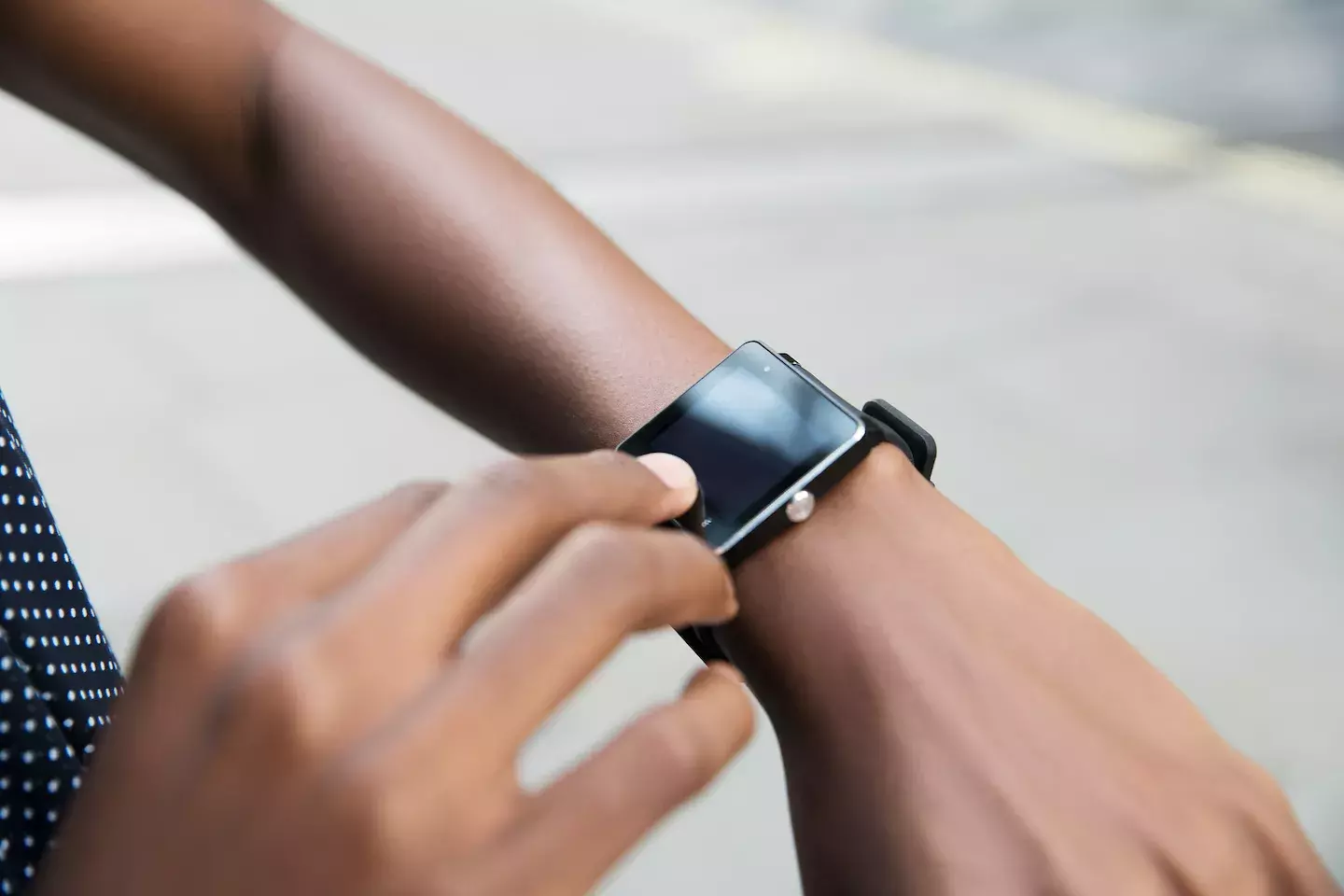 Woman looking at a smartwatch