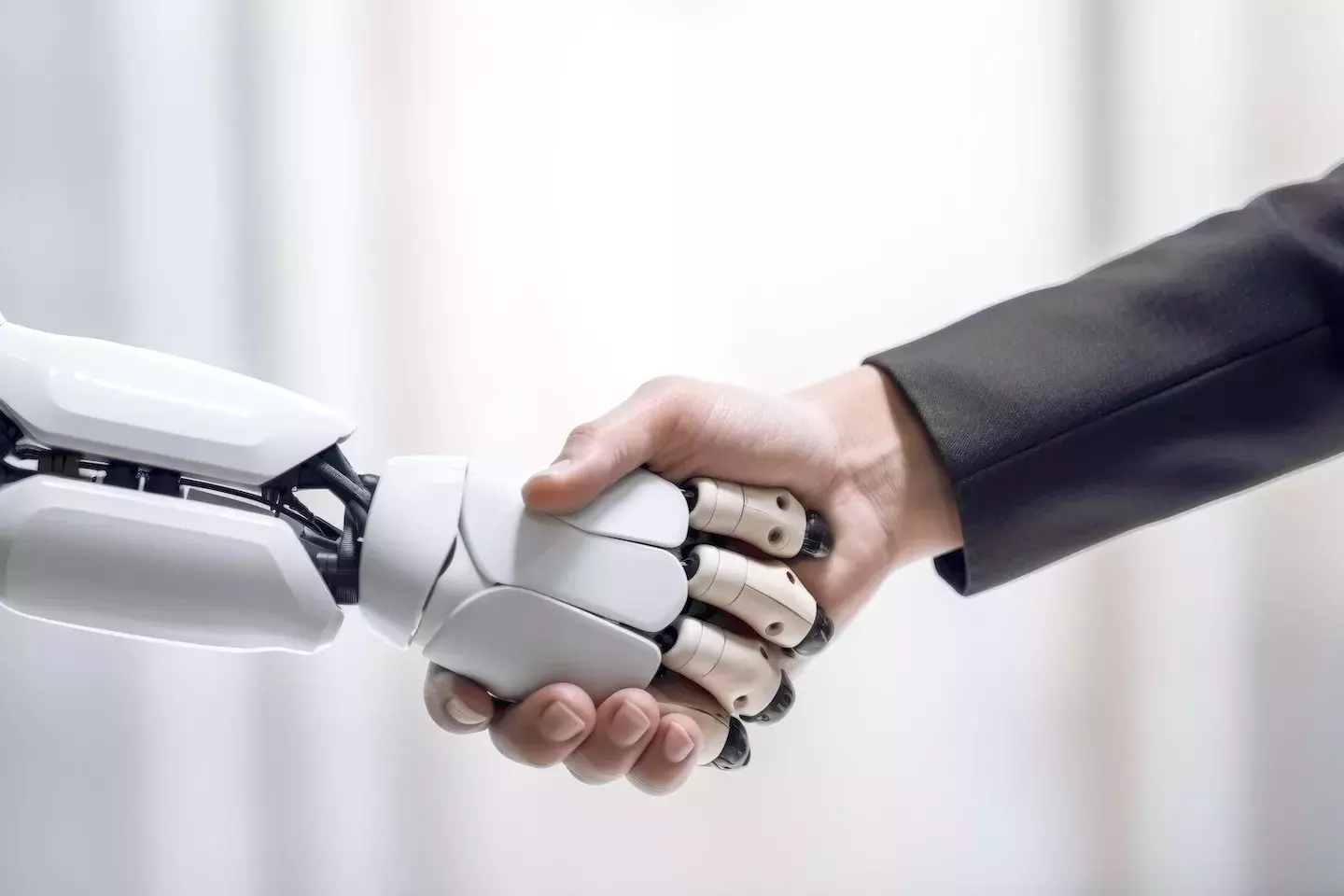 robot and human shaking hands