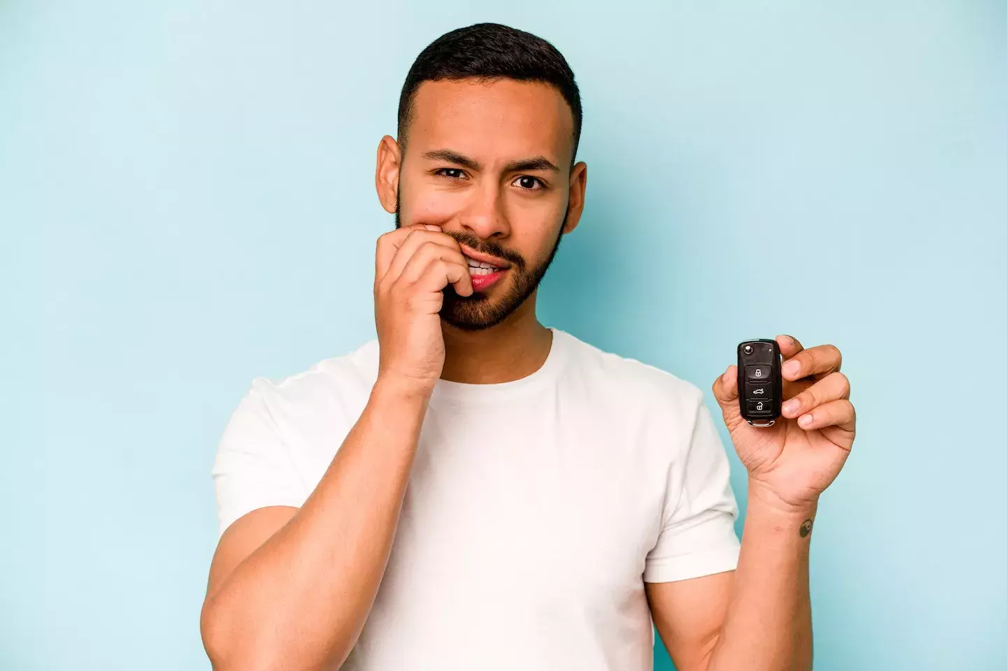 nervous person holding car keys