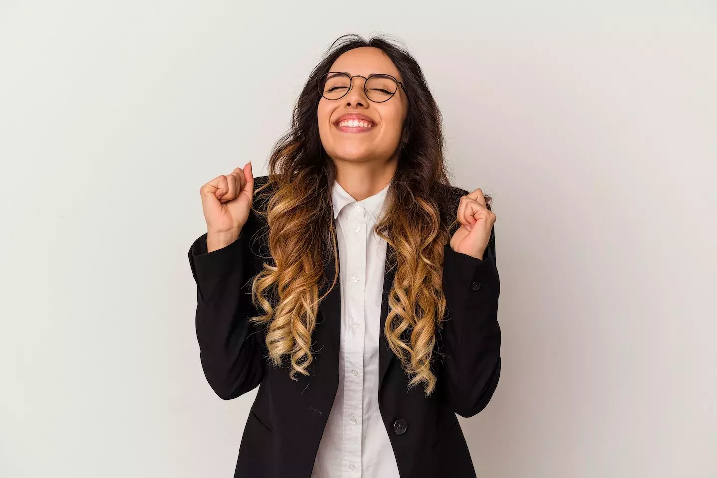 woman looking excited