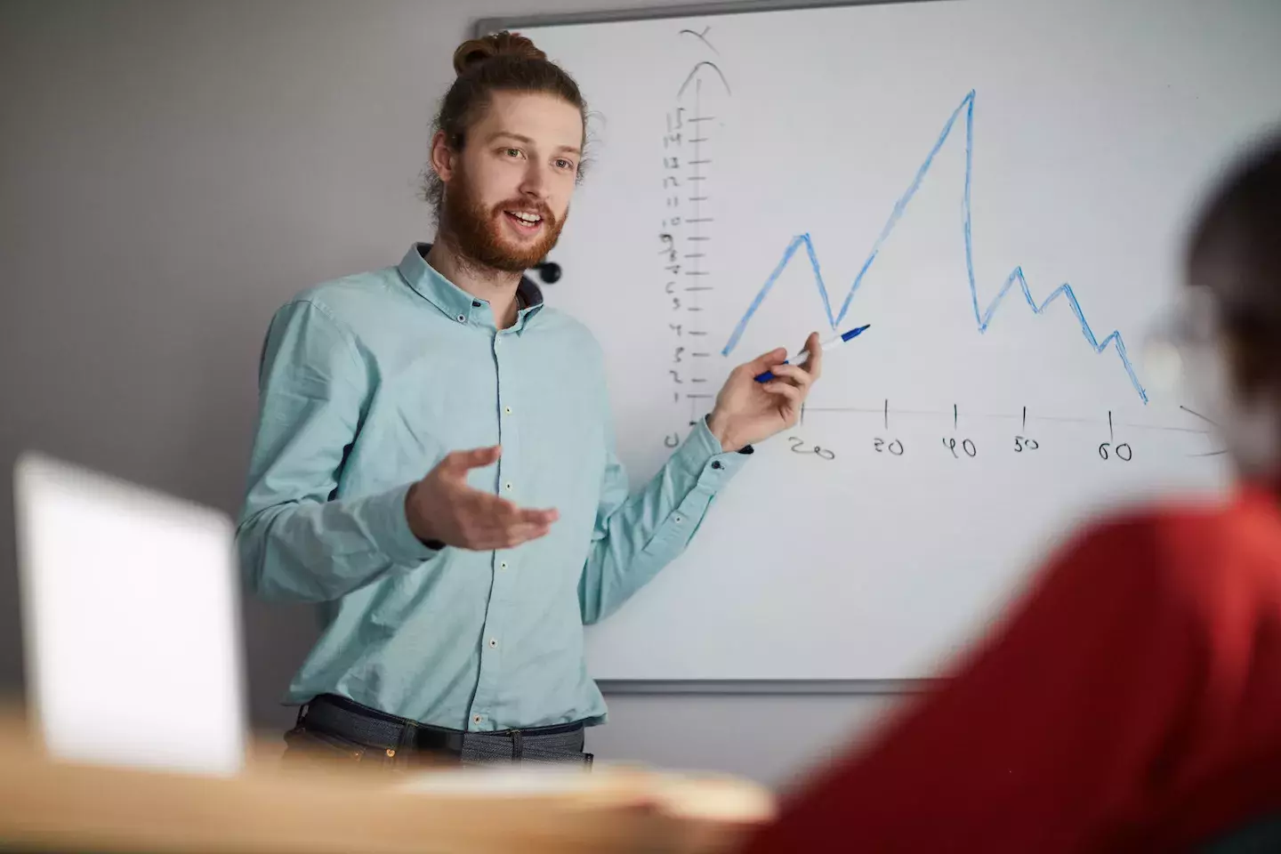 business person showing data