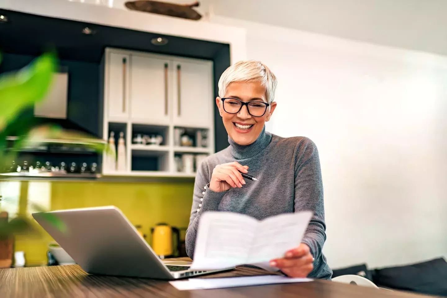 Woman Laptop Papers