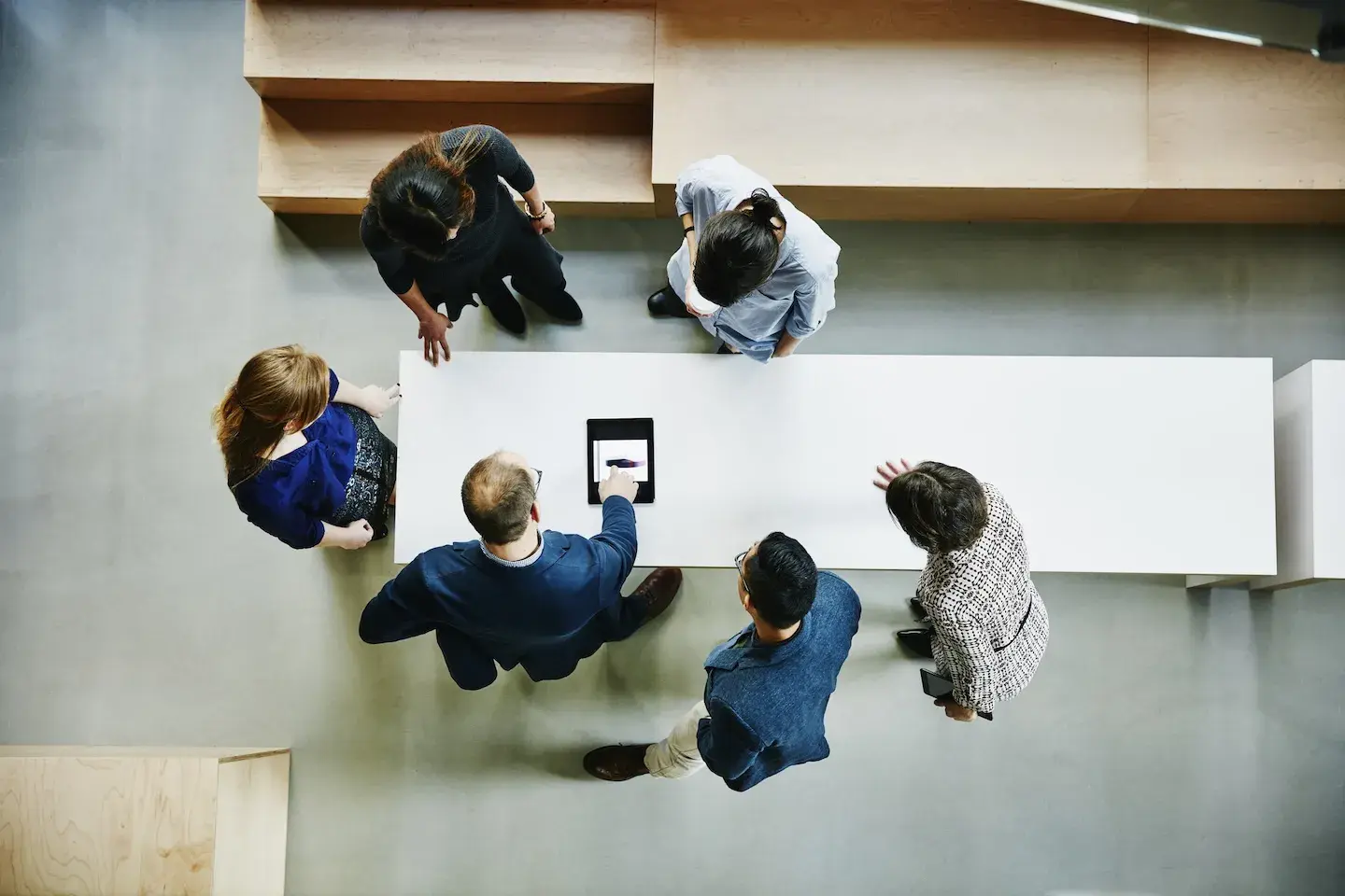 Top view business people brainstorming