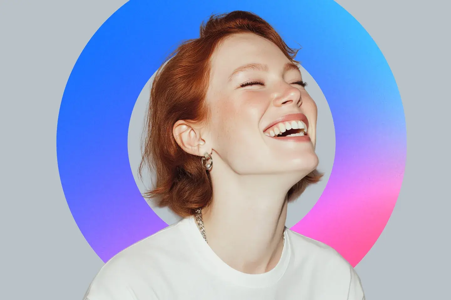Smiling woman with FICO 'O' in background